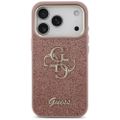 Guess Fixed Glitter Big 4G Kovový rám puzdro pre iPhone 17 Pro ružová