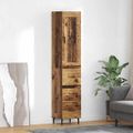 vidaXL Highboard Staré drevo 34,5 x 34 x 180 cm Kompozitné drevo