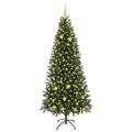 vidaXL Umelý vianočný stromček s 300 LED-i Zelená 210 cm PE a PVC