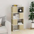 vidaXL Knižnica/deliaca stena biela a dub sonoma 60x24x124,5 cm