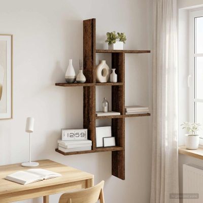 vidaXL Stenná polica Staré drevo 61 x 15 x 102 cm Kompozitné drevo