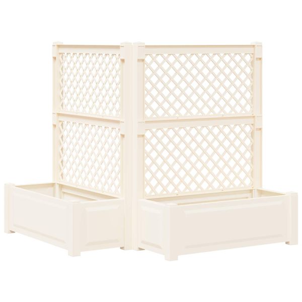 vidaXL Veľký kvetináč s trelážou 2 pcs Biela 143 x 143 x 133,5 cm PP