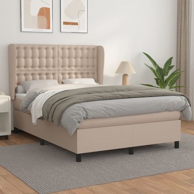 vidaXL Boxspring posteľ s matracom kapučínová 140x200 cm umelá koža