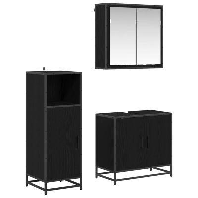 vidaXL Sada kúpeľňového nábytku 3 pcs Čierny dub Kompozitné drevo