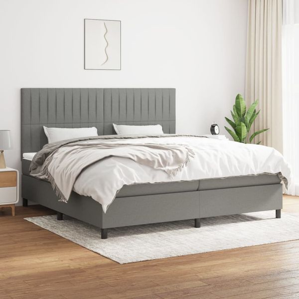 vidaXL Boxspring posteľ s matracom tmavosivá 200x200 cm látka