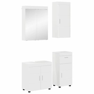 vidaXL Sada kúpeľňového nábytku TULUM 4 pcs Vysoký lesk bielej