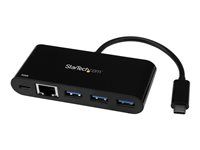 3 portový - s Power Delivery (USB PD) - Power Pass Through nabíjanie - USB C adaptér (US1GC303APD) - Sieťový adaptér - USB-C - Gigabit Ethernet - čierna