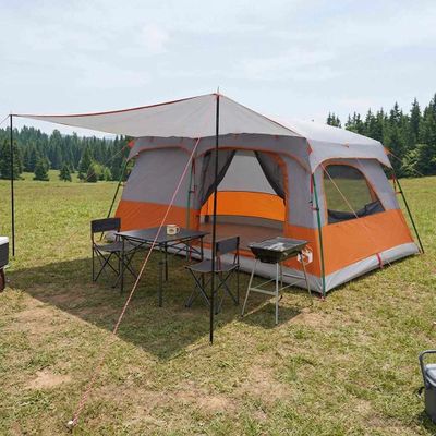 vidaXL Rodinný stan so strechou Šedá a oranžová 500 x 400 x 230 cm