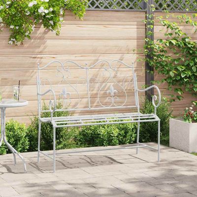 vidaXL Záhradná lavička 2 -Seater 104 x 54 x 93 cm Oceľ Antická biela