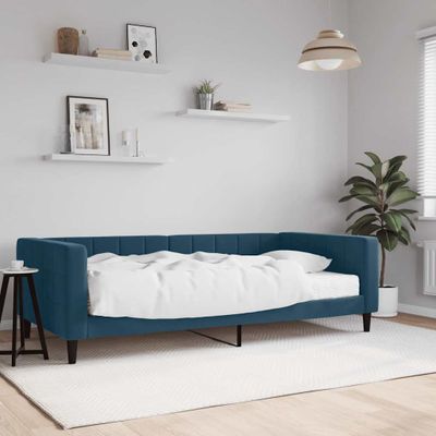 vidaXL Denná posteľ s matracom modrá 100x200 cm zamat