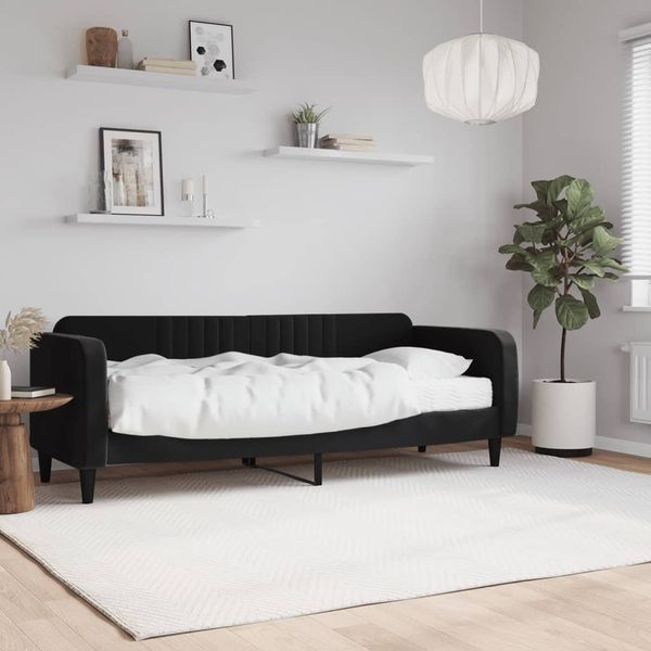 vidaXL Denná posteľ s matracom čierna 80x200 cm zamat