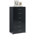 vidaXL Komoda so 6 zásuvkami lesklá čierna 50x34x96cm kompozitné drevo