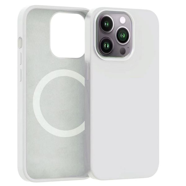 ER POWER Silikónový kryt CARNEVAL SNAP pre iPhone 14 Pro Max s MagSafe - biela