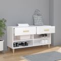 vidaXL Botník lesklý biely 102x35x55 cm spracované drevo