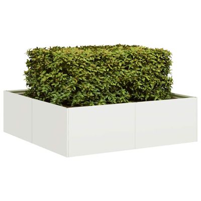 vidaXL Kvetináč biely 100x100x30 cm oceľ