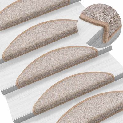 vidaXL Schodové rohože 5 ks 56x17x3 cm svetlohnedé polkruhové
