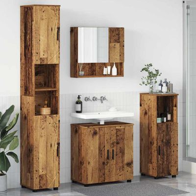 vidaXL Sada kúpeľňového nábytku Nástenný s úložiskom 4 pcs Staré drevo