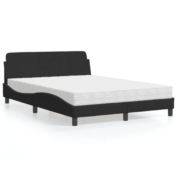 vidaXL Posteľ s matracom Dover čierny 140x190 cm zamat