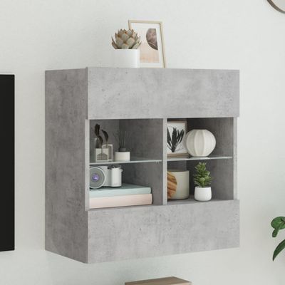 vidaXL TV nástenná skrinka s LED svetlami betónovo sivá 58,5x30x60,5cm
