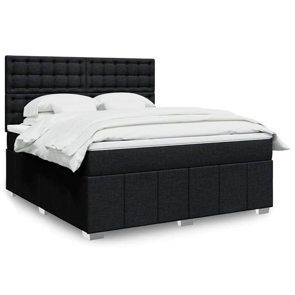 vidaXL Posteľný rám boxspring s matracom čierny 180x200 cm látka