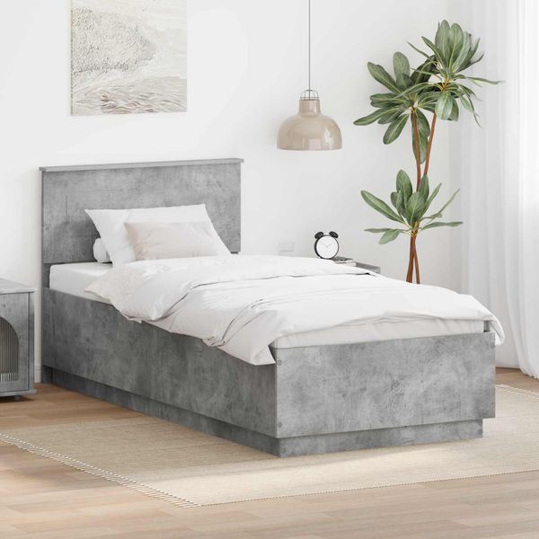 vidaXL Rám postele Betónovo sivá 90 x 190 cm Kompozitné drevo