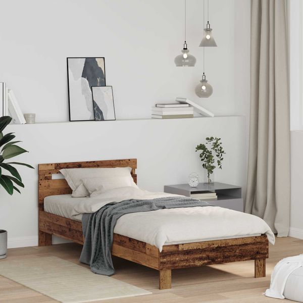 vidaXL Rám postele Staré drevo 98.5 x 200 cm Kompozitné drevo