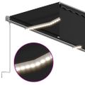 vidaXL Ručne zaťahovacia markíza s tienidlom a LED 5x3 m antracitová