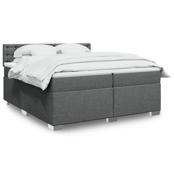 vidaXL Boxspring posteľ s matracom tmavosivá 200x200 cm látka