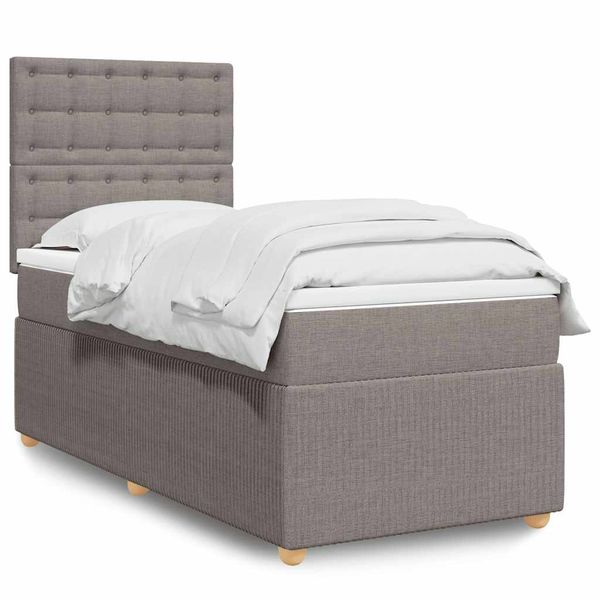 vidaXL Posteľný rám boxspring s matracom sivohnedý 90x190 cm látka