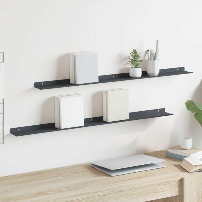 vidaXL Závesná polica Nástenný 2 pcs Antracit 100 x 9 x 2,5 cm Oceľ