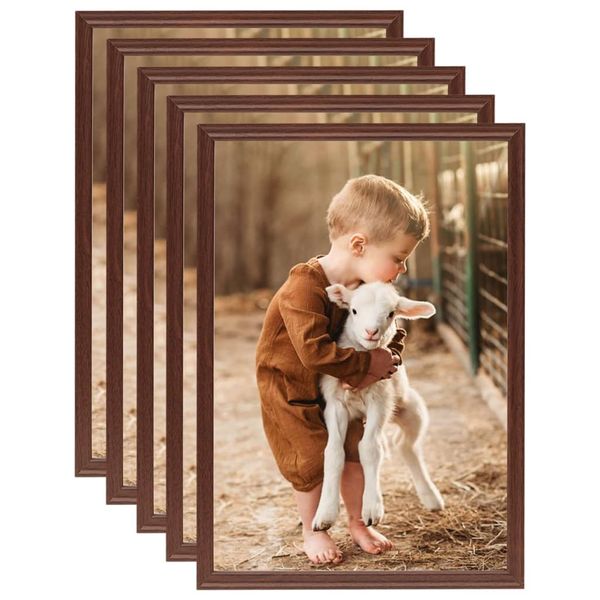 vidaXL Fotorámiky na stôl, koláž 5 ks, hnedé 15x21 cm, MDF
