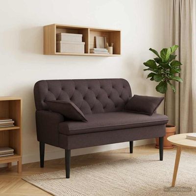 vidaXL Dvojmiestna pohovka s gombíkovým prešívaním Tmavohnedá Látka
