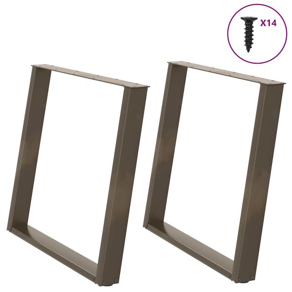 vidaXL Nohy k jedálenskému stolu v tvare U, 2 ks, prírodná oceľ, 100 x (72-73) cm, oceľ