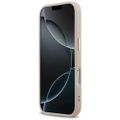 Puzdro Guess Case Magsafe 4G PU Kožené s trojuholníkovým logom a zlatým kovovým rámom fotoaparátu pre iPhone 17 Ružová