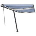 vidaXL Automatická markíza, LED a senzor vetra 300x250 cm modro-biela