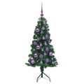 vidaXL Rohový umelý vianočný strom s 150 LED-i Zelená 120 cm PVC a kov
