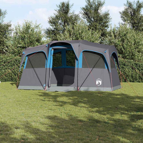 vidaXL Rodinný stan Modrá a šedá 435 x 255 x 216 cm Polyester a oceľ
