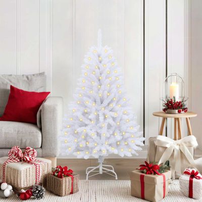 vidaXL Umelý vianočný stromček s 150 LED-i Biela 120 cm PVC a kov