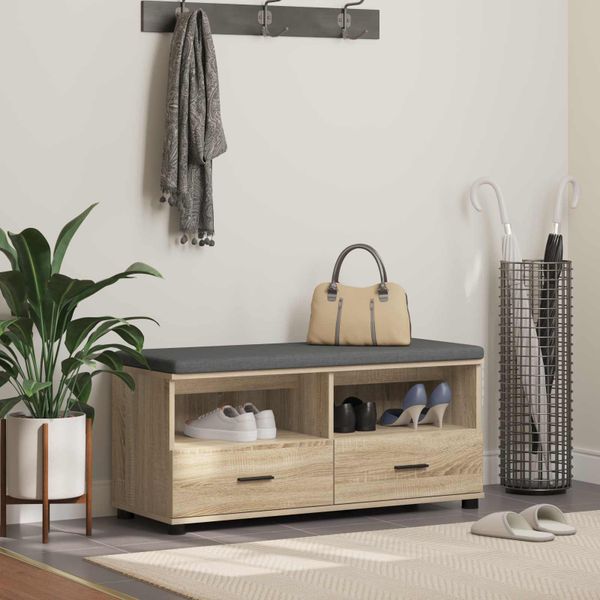 vidaXL Predsieňová lavica s vankúšom Sonoma dub 100 x 38 x 46 cm