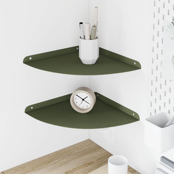 vidaXL Závesná polica s poličkou 2 pcs Olivová zelená 30 x 30 x 2 cm