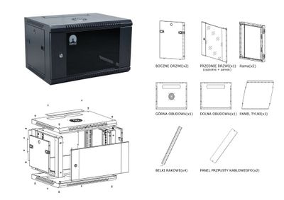 RACK skriňa závesná NEKU TS 19" 4U 450mm, čierna, na samozostavenie RACK skríňa závesná NEKU TS 19" 4U 450mm, čierna, k samosestaveniu