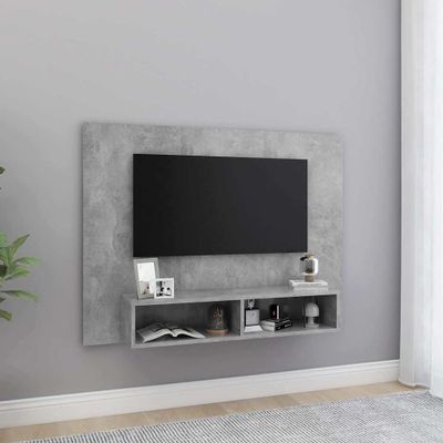 vidaXL Nástenná TV skrinka betónová sivá 120x23,5x90 cm sprac. drevo