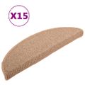 vidaXL Schodové rohože 15 ks 56x17x3 cm svetlohnedé polkruhové