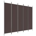vidaXL 5-panelový paraván hnedá 250x200 cm látkový