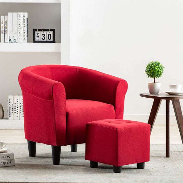 vidaXL Kreslo, vínovo červené, látka
