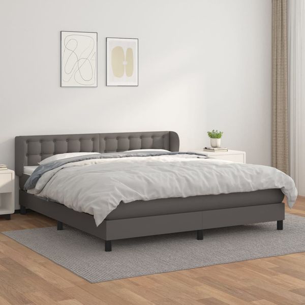 vidaXL Boxspring posteľ s matracom sivá 160x200 cm umelá koža
