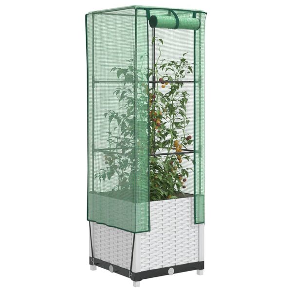 vidaXL Záhon s krytom na skleník ratanový vzhľad 40x40x139 cm
