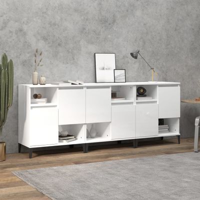 vidaXL Komody 3 ks lesklé biele 60x35x70 cm kompozitné drevo