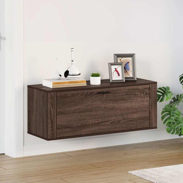 vidaXL Nástenný botník hnedý dub 100x35x38 cm spracované drevo