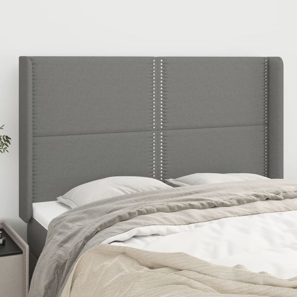 vidaXL Čelo postele so záhybmi tmavosivé 147x16x118/128 cm látka